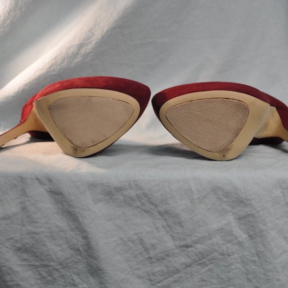 shoemint	lydia sz 7 red corset back ultra suede platform heels (8GW) - Picture 5 of 15